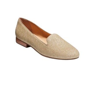NWT! Jack Rogers Womens GINNY LOAFER Gold Glitter Leather Loafers Shoes